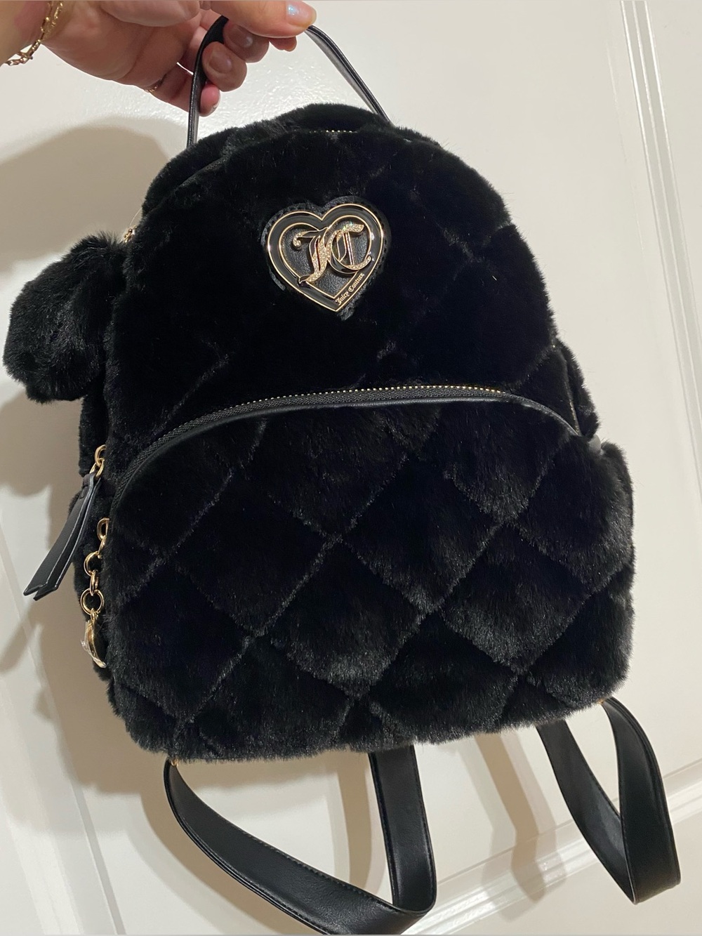 NWOT Juicy Couture Fuzzy Backpack with Pompom